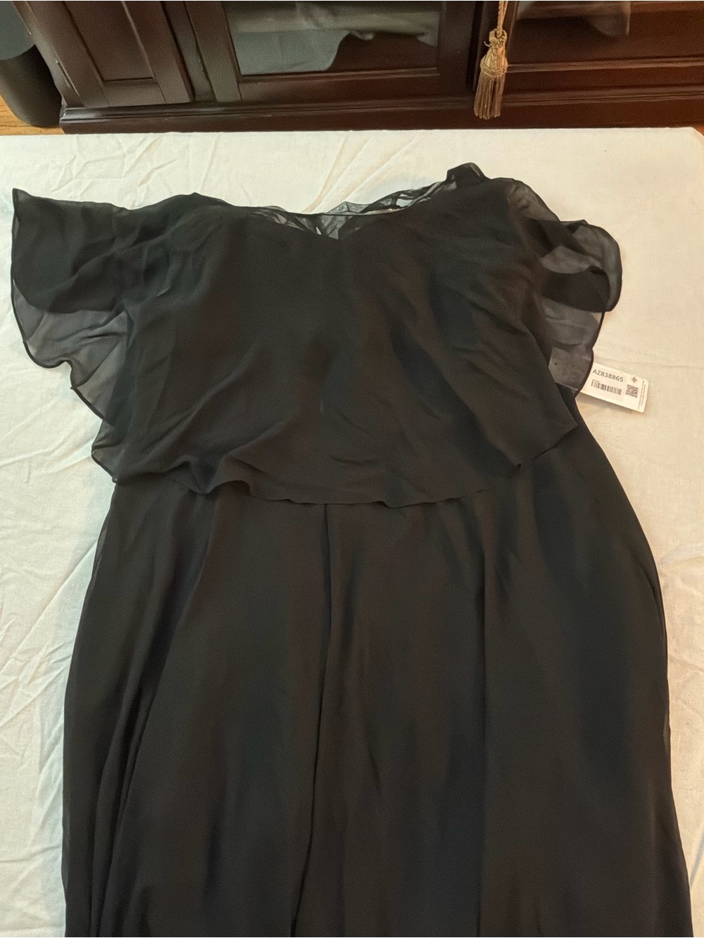 Azazie Black Flowing Wedding bridesmaid Dress - Picture 6 of 10